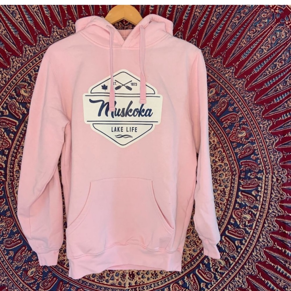 🩷Muskoka Lake Life Canada Logo Pink Pullover Hoodie